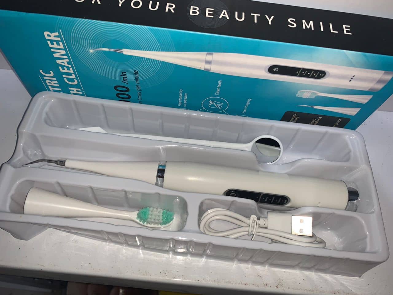 Détartreur dentaire et brosse à dents Électrique 5 Modes avec Miroir – قشارة الأسنان وفرشاة الأسنان الكهربائية 5 أوضاع مع مرآة - Soins et Beauté - صورة 9