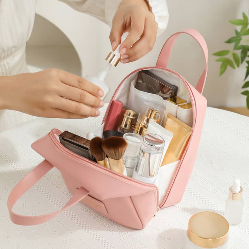 Pochette cosmétique ensimili cuir à double fermeture éclair - Soins et Beauté - صورة 5