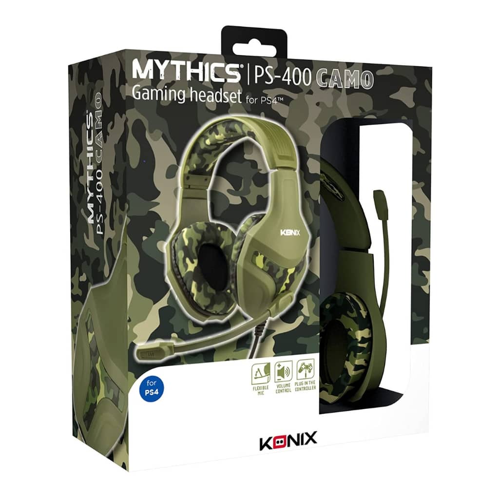 Konix Mythics Casque gaming filaire PS-400 pour console Haut-parleurs 40 mm - Microphone - Motif camouflage vert kaki - Électronique - صورة 2