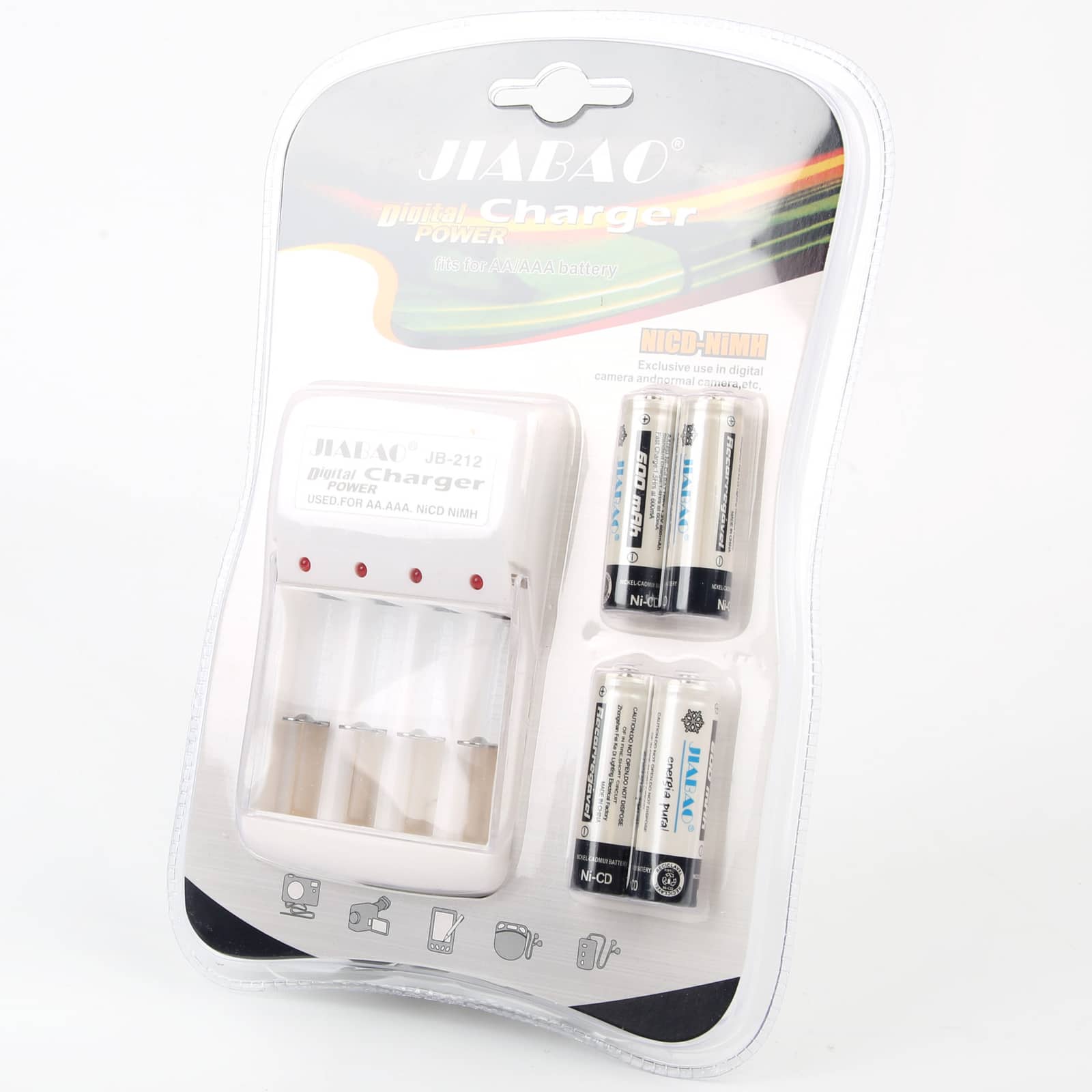 Chargeur des piles rechargable avec 4 piles Jiabao Jb-212 - شاحن البطاريات القابلة للشحن مع 4 بطاريات - Électronique - صورة 2