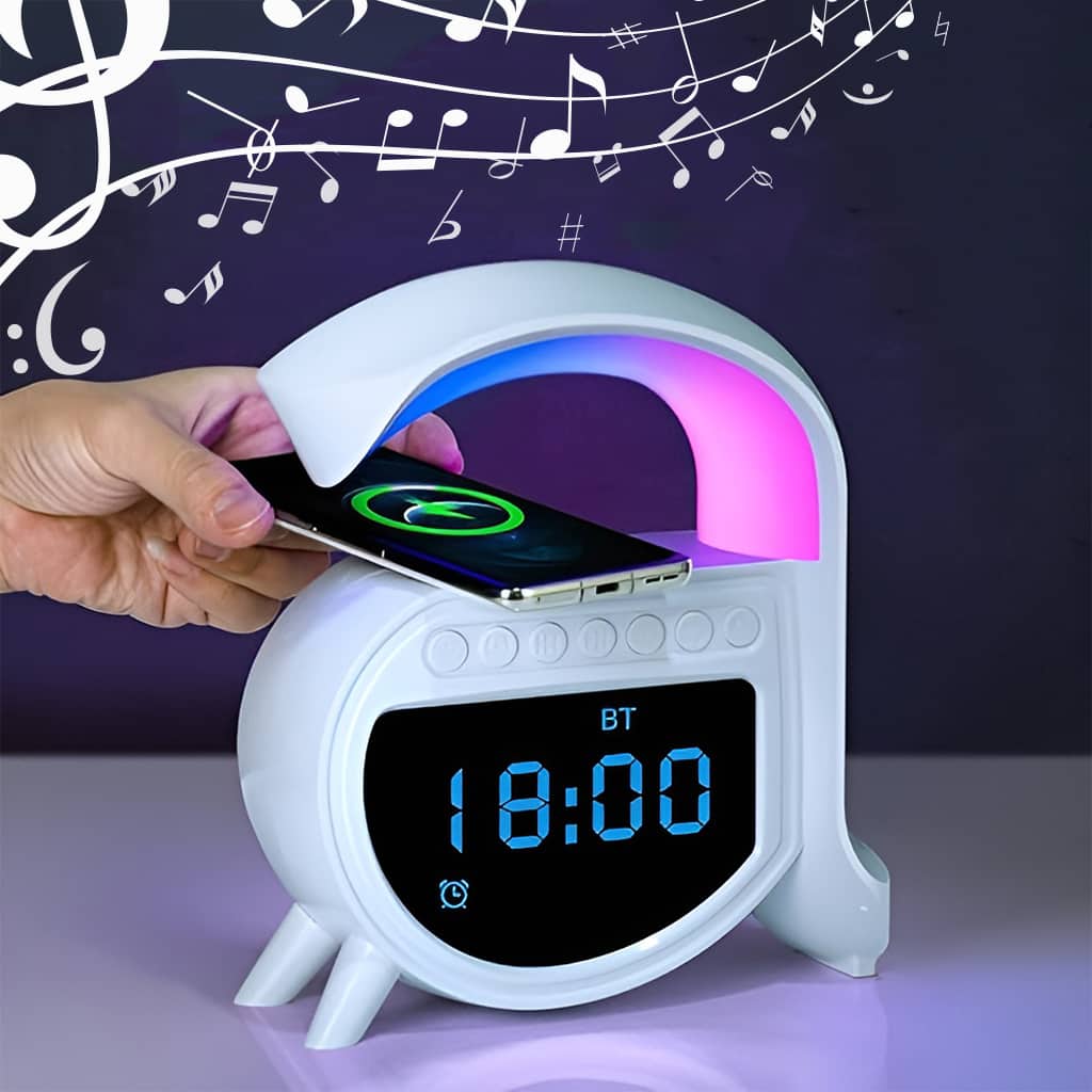 Réveil et Haut-parleur Bluetooth RGB intelligente type Big G Wireless Charger V5