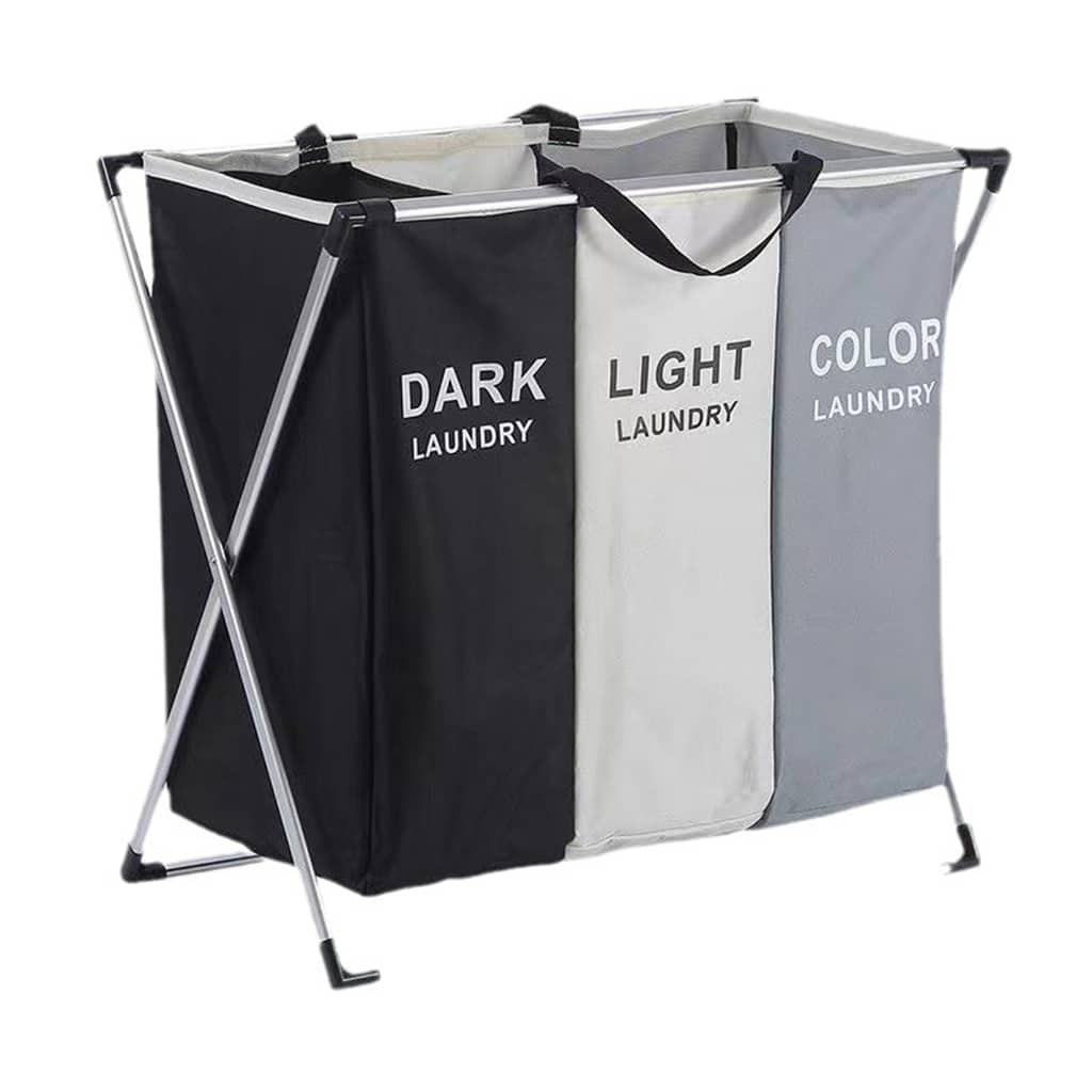 Panier à linge sale pliable avec 3 grilles pour séparer les vêtements V3 - Maison - صورة 2
