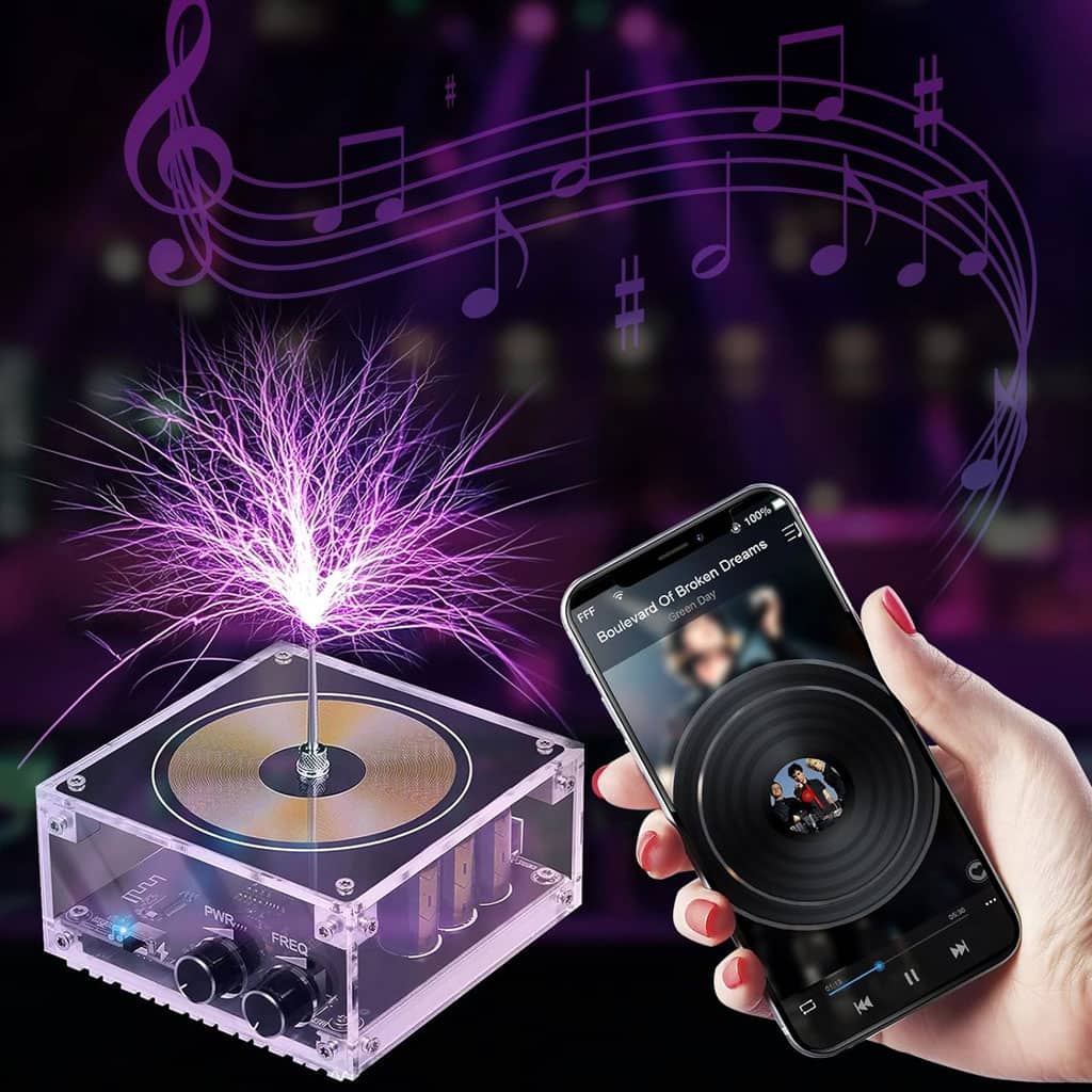 Bluetooth Mini Music Tesla Coil Kit,10 Cm Solid State Touchable Artificial Lightning - Électronique - صورة 2