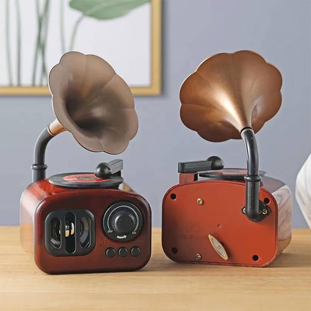 Boîte à musique rétro en bois, phonographe pour maison, Table classique - Décoration - صورة 9