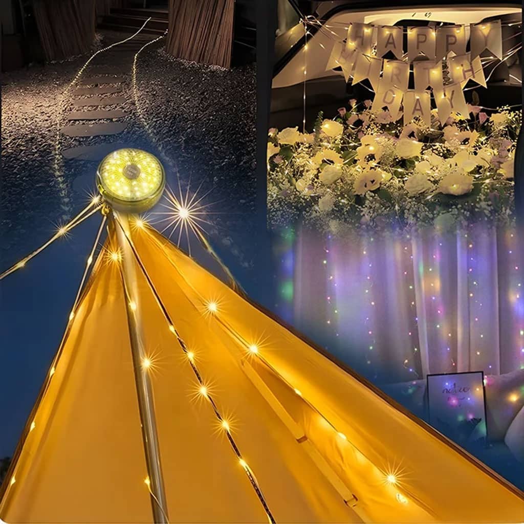 Lumière de camping LED multifonctionnelle, chargeur USB, chaîne d'atmosphère colorée - Camping et Randonnée - صورة 7