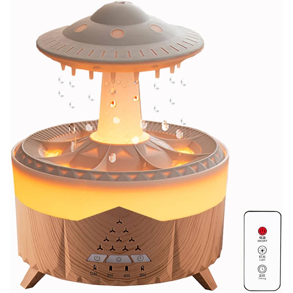Lampe d’humidification par gouttelettes d’eau 350ML ultrasonique, avec télécommande - Décoration - صورة 4