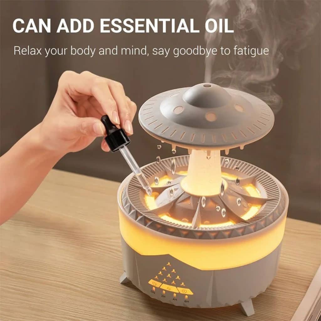 Lampe d’humidification par gouttelettes d’eau 350ML ultrasonique, avec télécommande - Décoration - صورة 5
