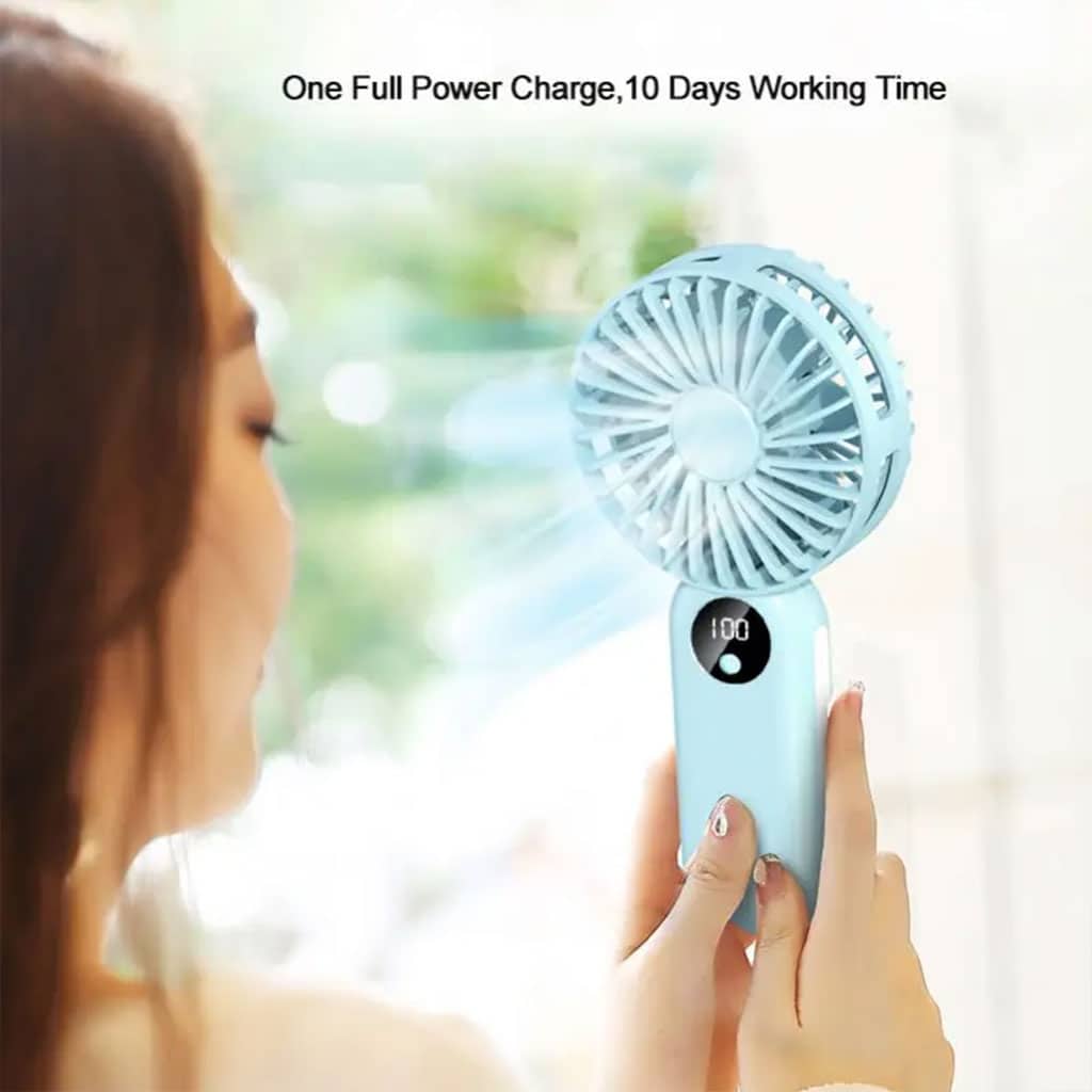 Mini ventilateur portable avec batterie 2400 mAh, léger, 3 vitesses, base mobile - Accessoires - صورة 2