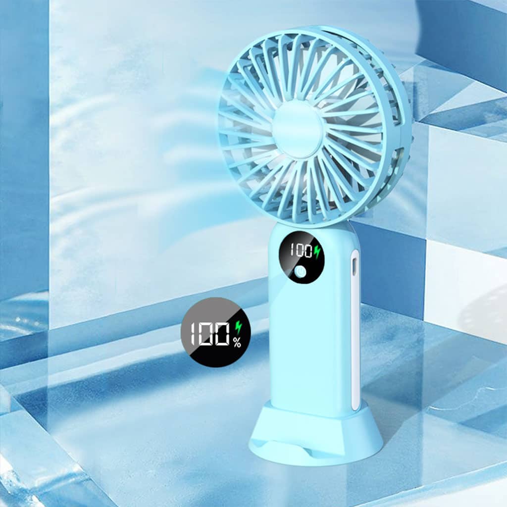 Mini ventilateur portable avec batterie 2400 mAh, léger, 3 vitesses, base mobile - Accessoires - صورة 3