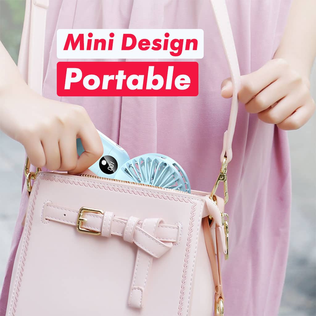 Mini ventilateur portable avec batterie 2400 mAh, léger, 3 vitesses, base mobile - Accessoires - صورة 5