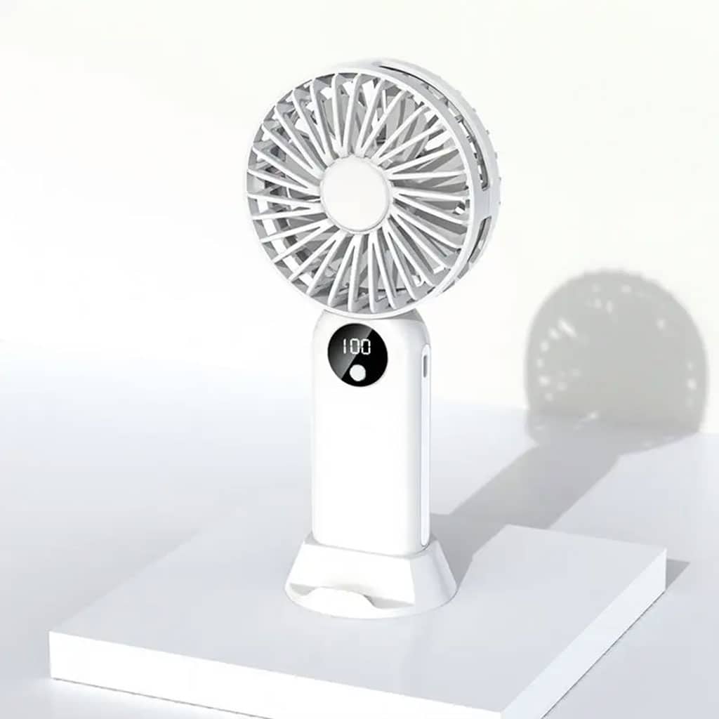 Mini ventilateur portable avec batterie 2400 mAh, léger, 3 vitesses, base mobile - Accessoires - صورة 7