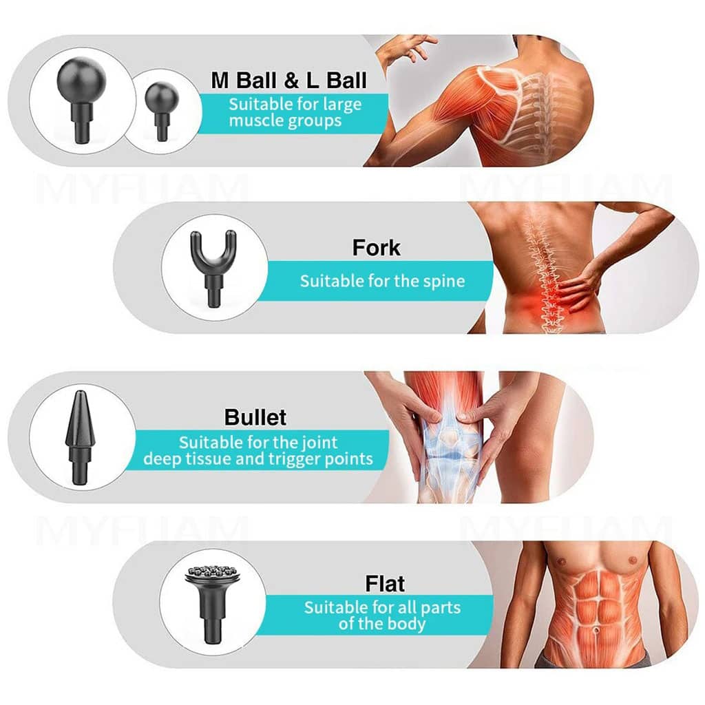 Appareil de Massage Musculaire Masseur de Muscle de Corps 32 Niveaux de Force Réglables 4 Têtes - Sport - صورة 6