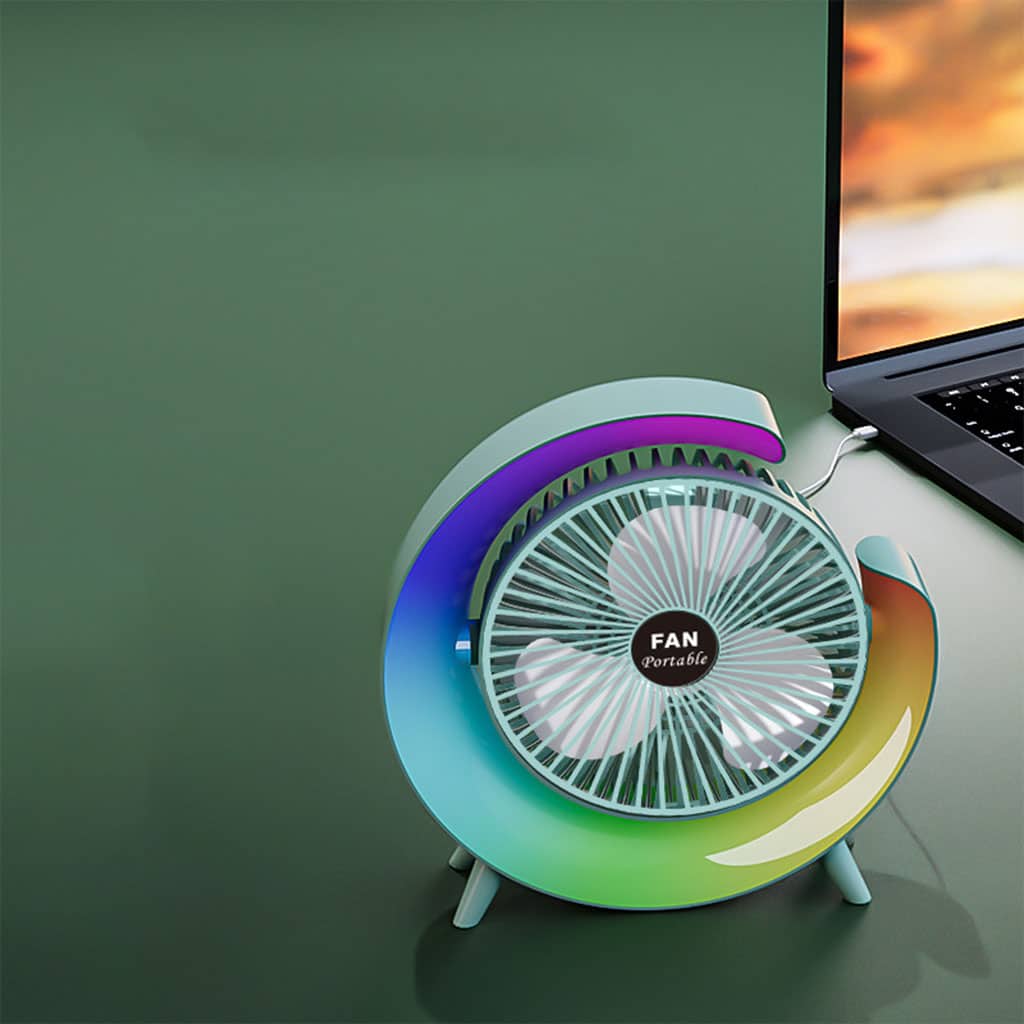 Ventilateur de table portable avec lampe G décorative à LED USB - Électronique - صورة 3