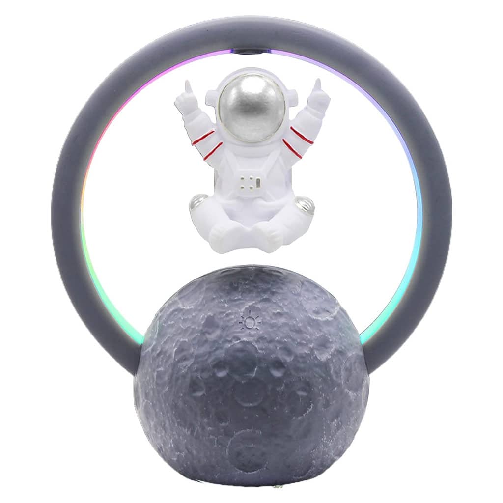 Haut-parleur Bluetooth et Lampe d’astronaute en lévitation magnétique avec lampe flottante en forme de lune rotative - Électronique - صورة 4