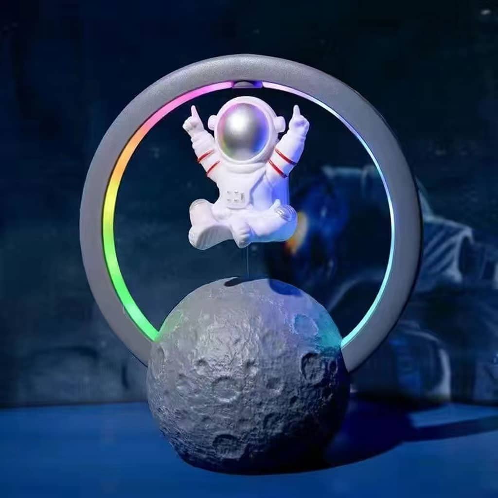 Haut-parleur Bluetooth et Lampe d’astronaute en lévitation magnétique avec lampe flottante en forme de lune rotative - Électronique - صورة 5