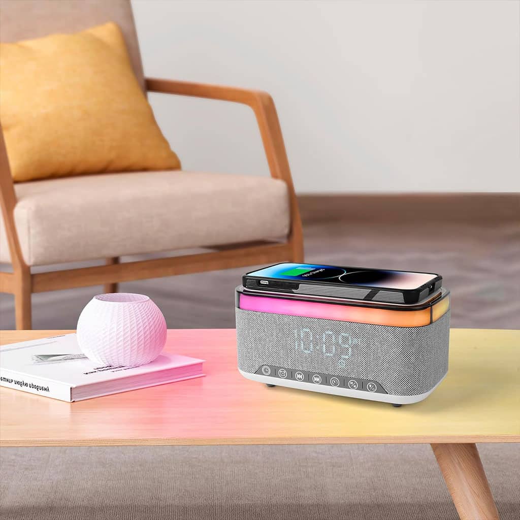 Haut-parleur Bluetooth intelligent, veilleuse créative de bureau, chargeur audio sans fil, lumière d’ambiance de chevet - Électronique - صورة 2