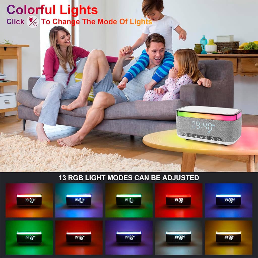 Haut-parleur Bluetooth intelligent, veilleuse créative de bureau, chargeur audio sans fil, lumière d’ambiance de chevet - Électronique - صورة 6