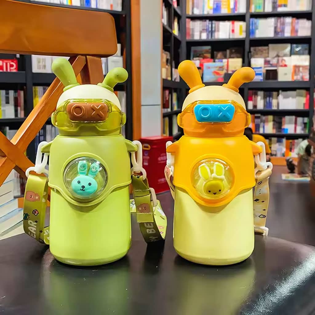 Bouteille Thermos en Acier Inoxydable 500 ml avec Paille, Motif Lapin pour Enfants - Divers - صورة 3