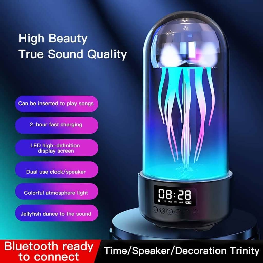 Haut-parleur Bluetooth Méduse, Aquarium avec lumière d'ambiance 7 couleurs - Électronique - صورة 5