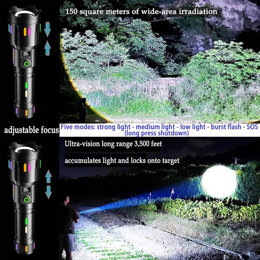 Lampe de poche LED super lumineuse 150 000 lumens rechargeable USB - Électronique - صورة 5
