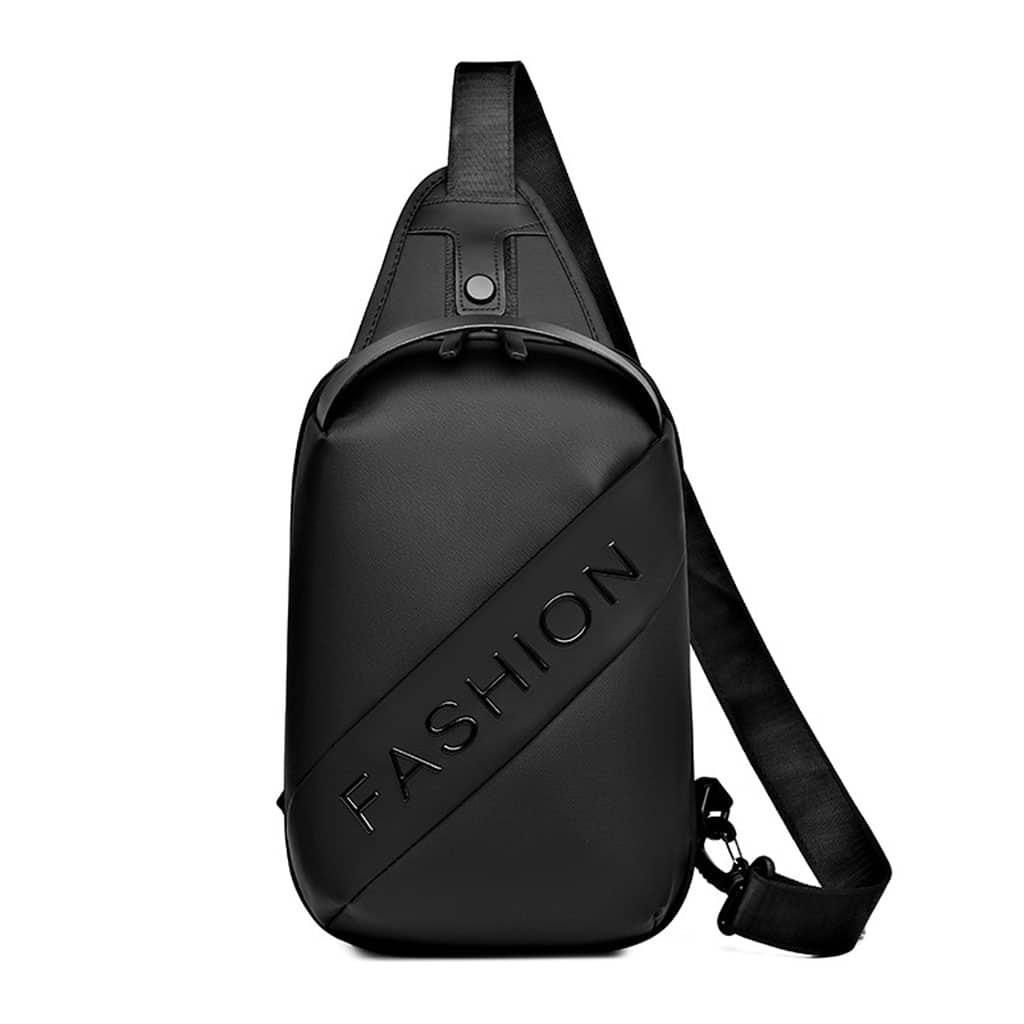 Fashion Black Sac de poitrine décontracté pour hommes avec bandoulière LX068 - Noir - Sac à dos et Mode - صورة 6