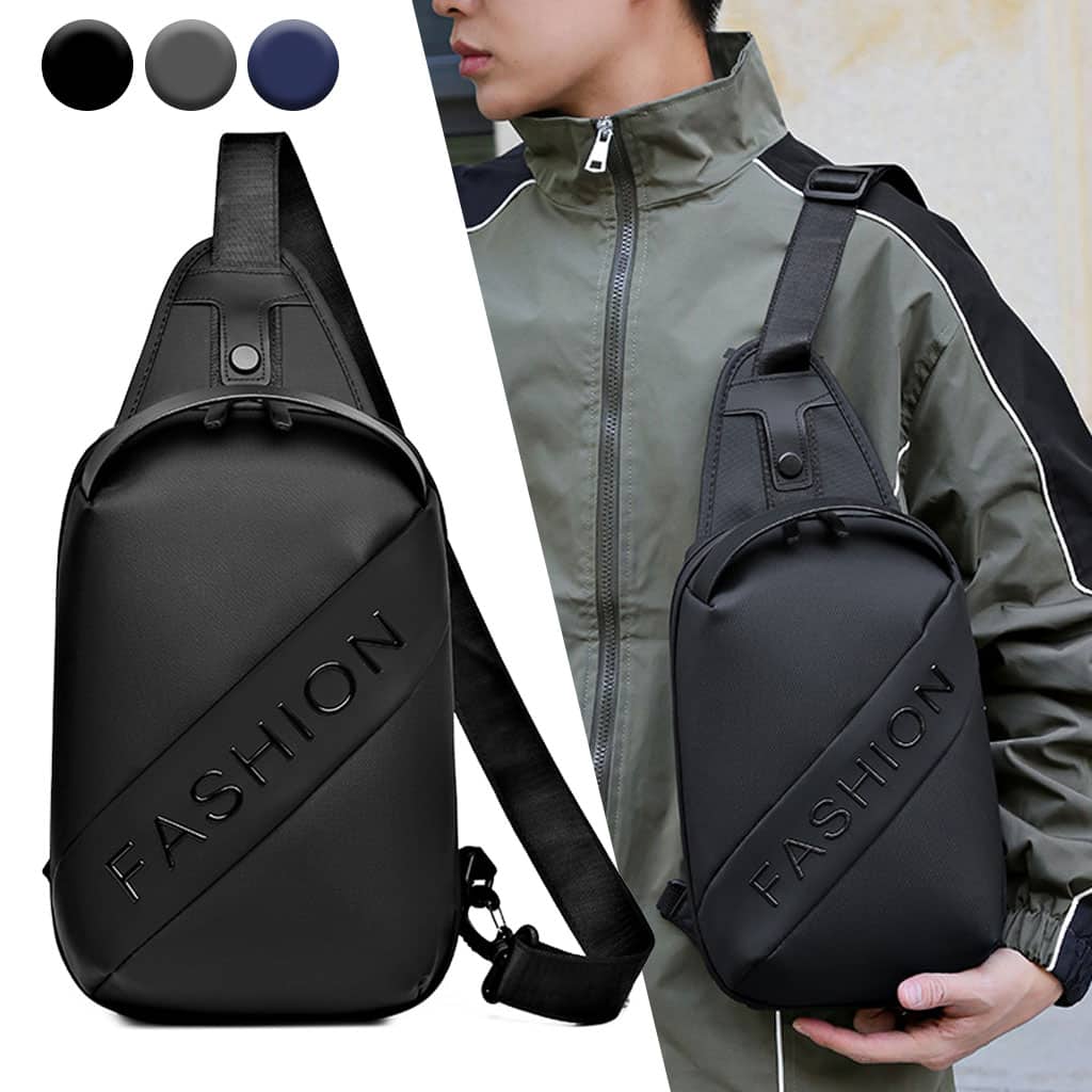 Fashion Black Sac de poitrine décontracté pour hommes avec bandoulière LX068 - Bleu - Sac à dos et Mode - صورة 2