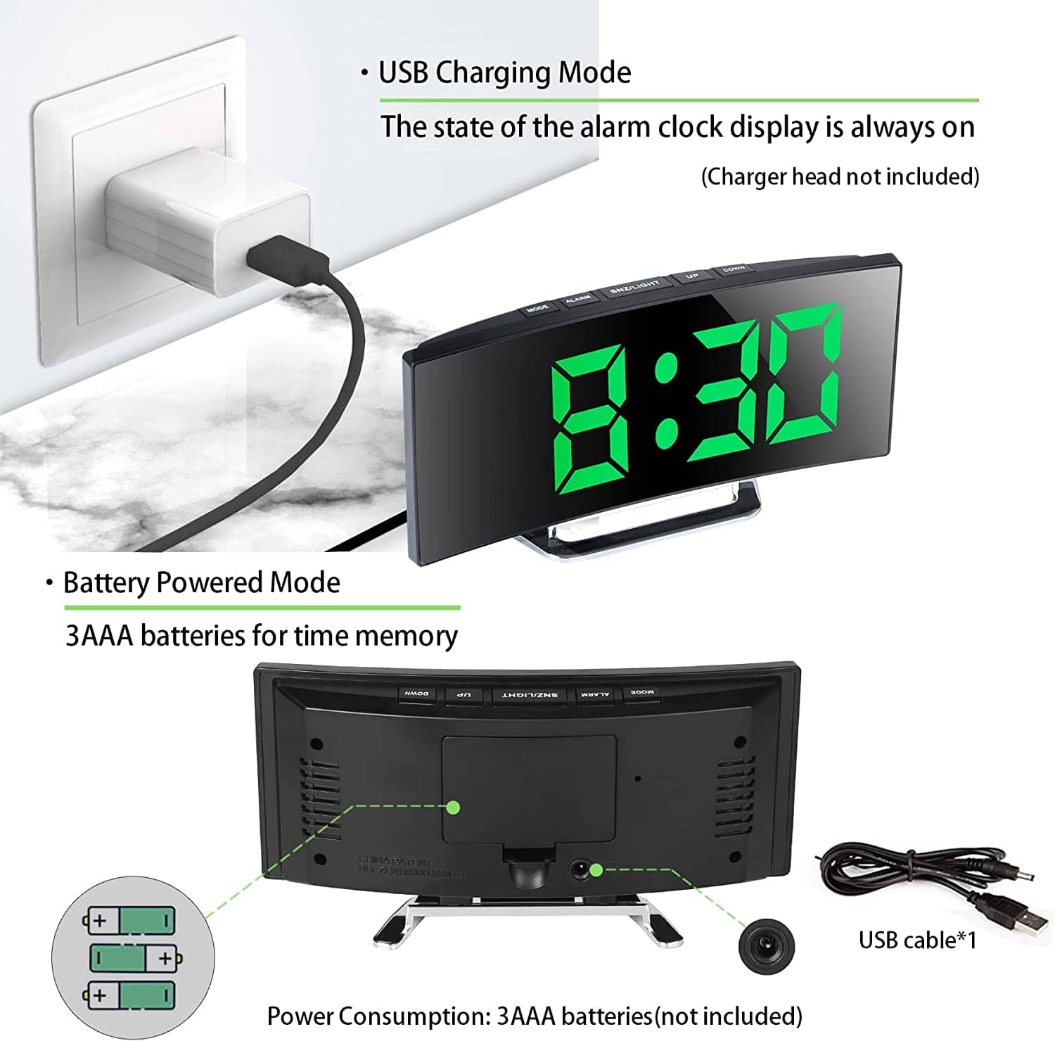 Horloge et réveil thermomètre de table electronique lumineux - Électronique - صورة 2