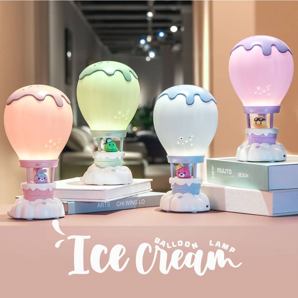 Lampe de table LED pour chambre d'enfant, rechargeable en forme de montgolfière - Divers - صورة 2