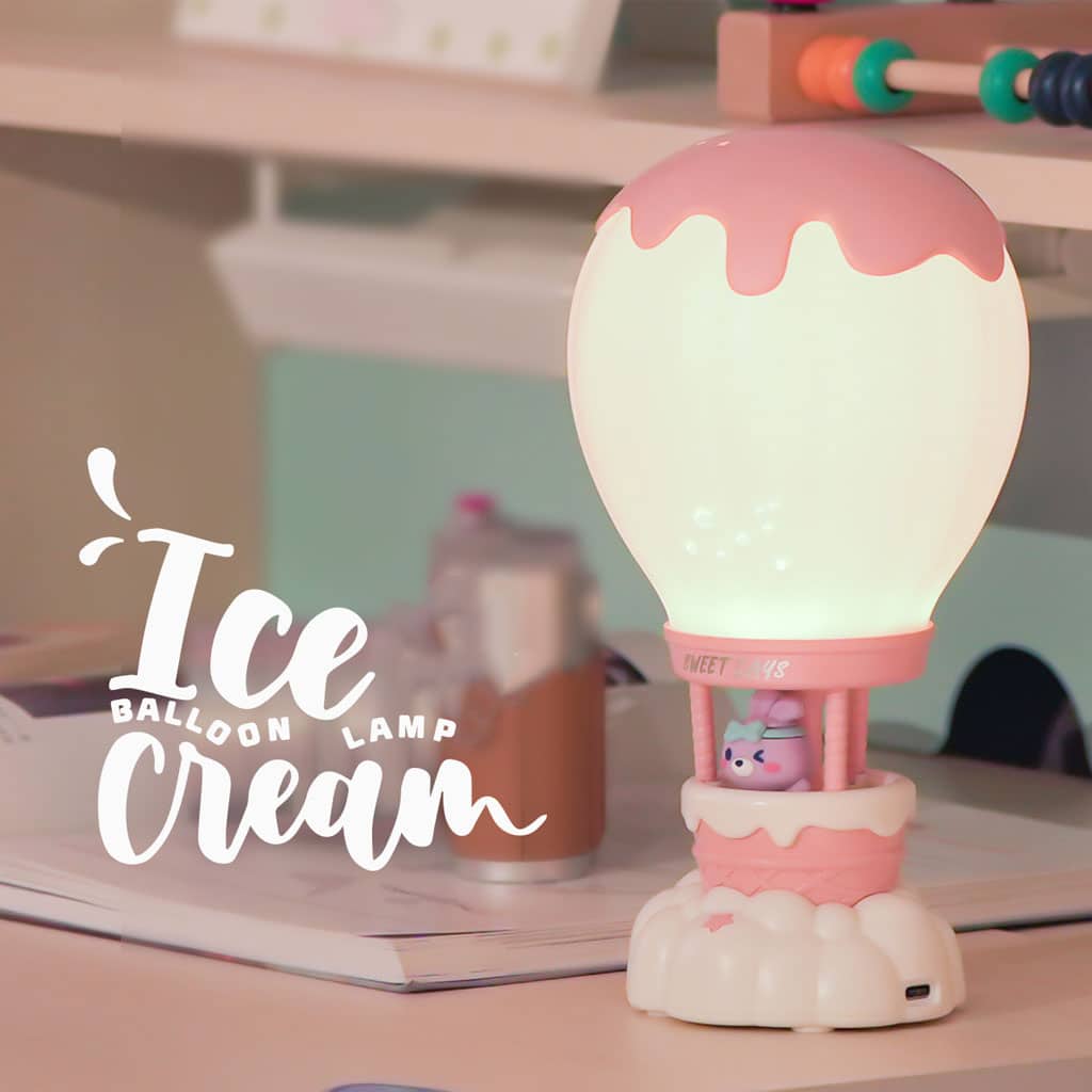 Lampe de table LED pour chambre d'enfant, rechargeable en forme de montgolfière - Divers - صورة 3
