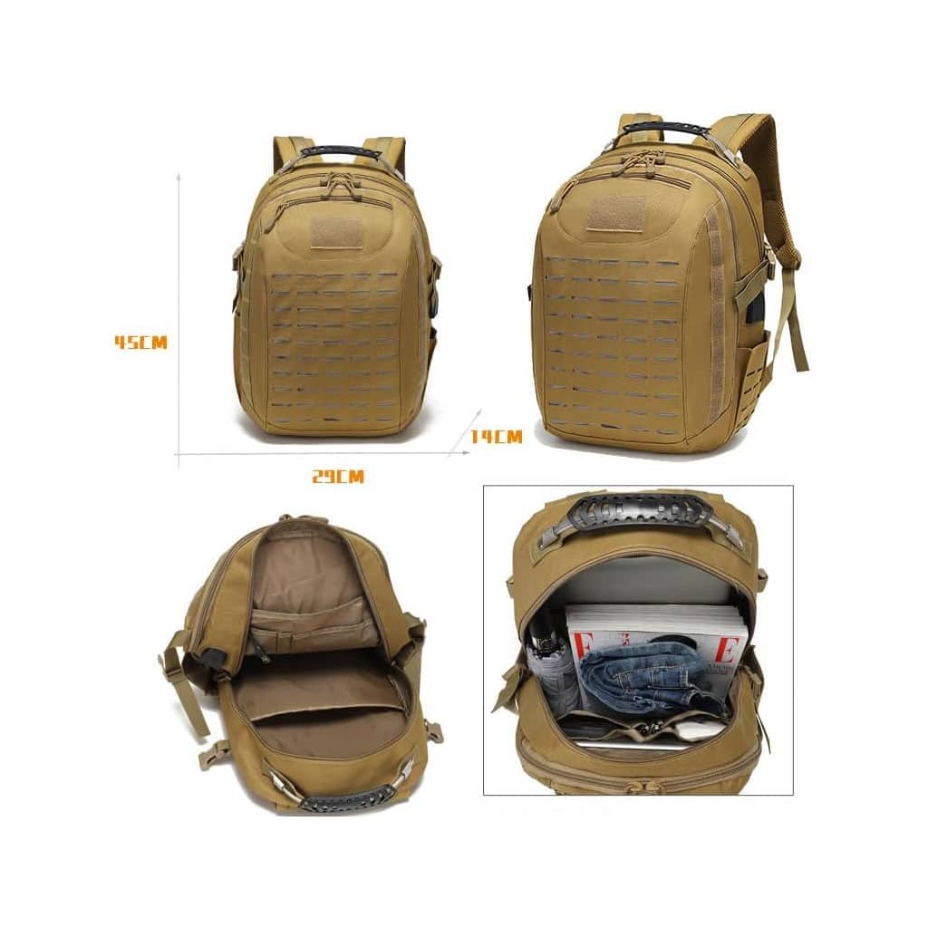 Sac à dos tactique USB pour camping, sac militaire 15,6 pouces - Camping et Randonnée - صورة 5