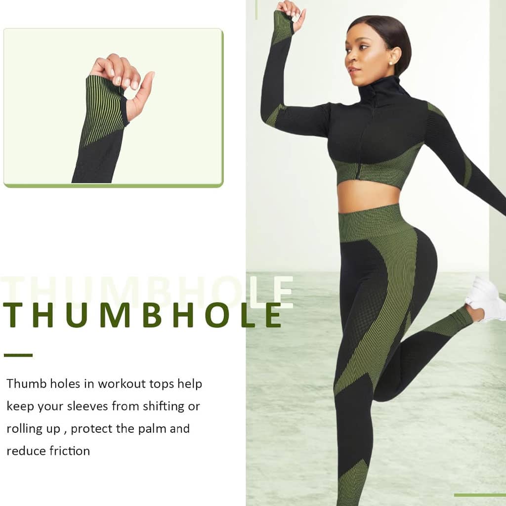 Ensembles d'entraînement pour femmes - Tenue de gymnastique sans couture à 2 pièces Vert - Divers - صورة 6