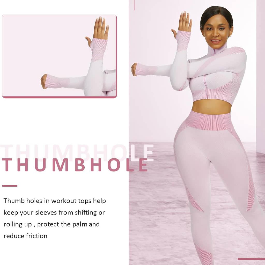 Ensembles d'entraînement pour femmes - Tenue de gymnastique sans couture à 2 pièces Rose - Sport - صورة 2