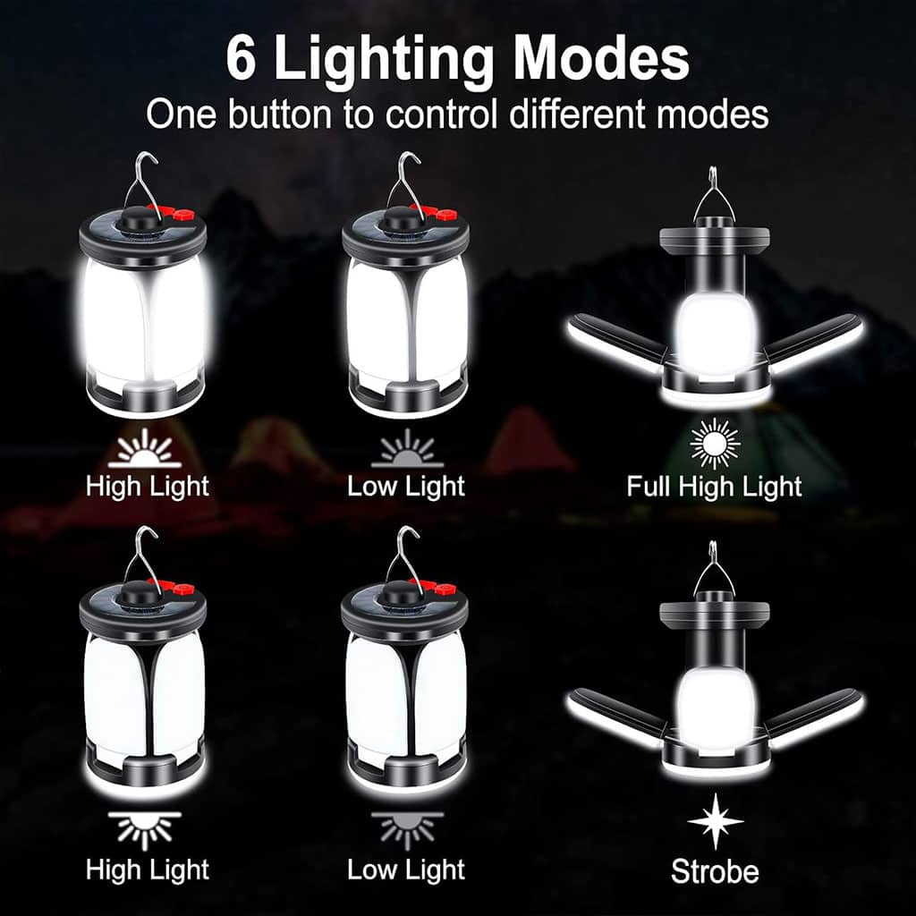 Lanterne de camping Rechargeable avec 6 modes d’éclairage, 60 LED - Camping et Randonnée - صورة 5