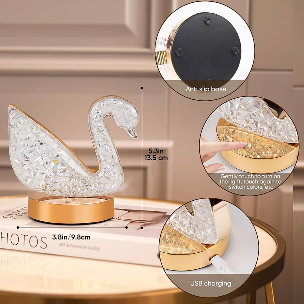 Lampe de Table et Veilleuse à Intensité Variable en Crystal - Décoration - صورة 5