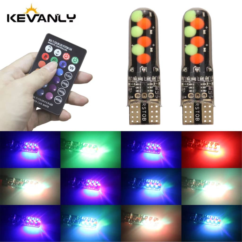 Lot de 2 LED Multicolore pour Voiture 12V T10 - Accessoires Auto/Moto - صورة 5