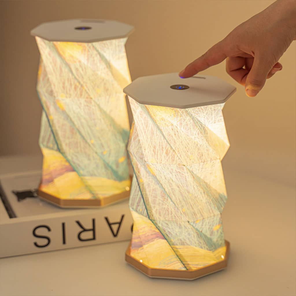 Lampe de lecture rotative portable en bois et papier Rechargeable à LED - Électronique - صورة 4
