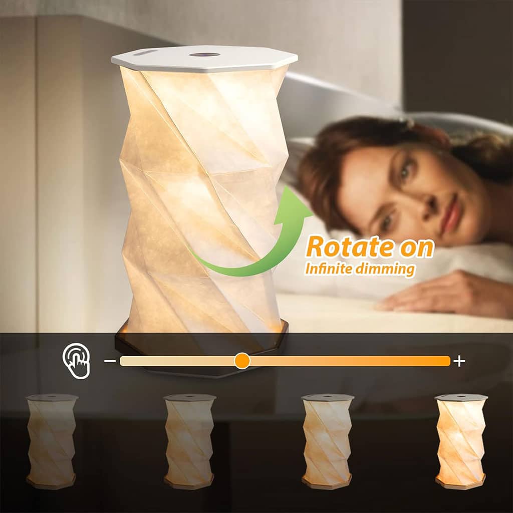 Lampe de lecture rotative portable en bois et papier Rechargeable à LED - Électronique - صورة 6