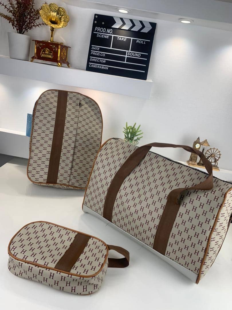 Pack 3Pcs Cabas Sac a Dos et Pochette en Tissue Imperméable Beige - Sac à dos et Mode - صورة 7