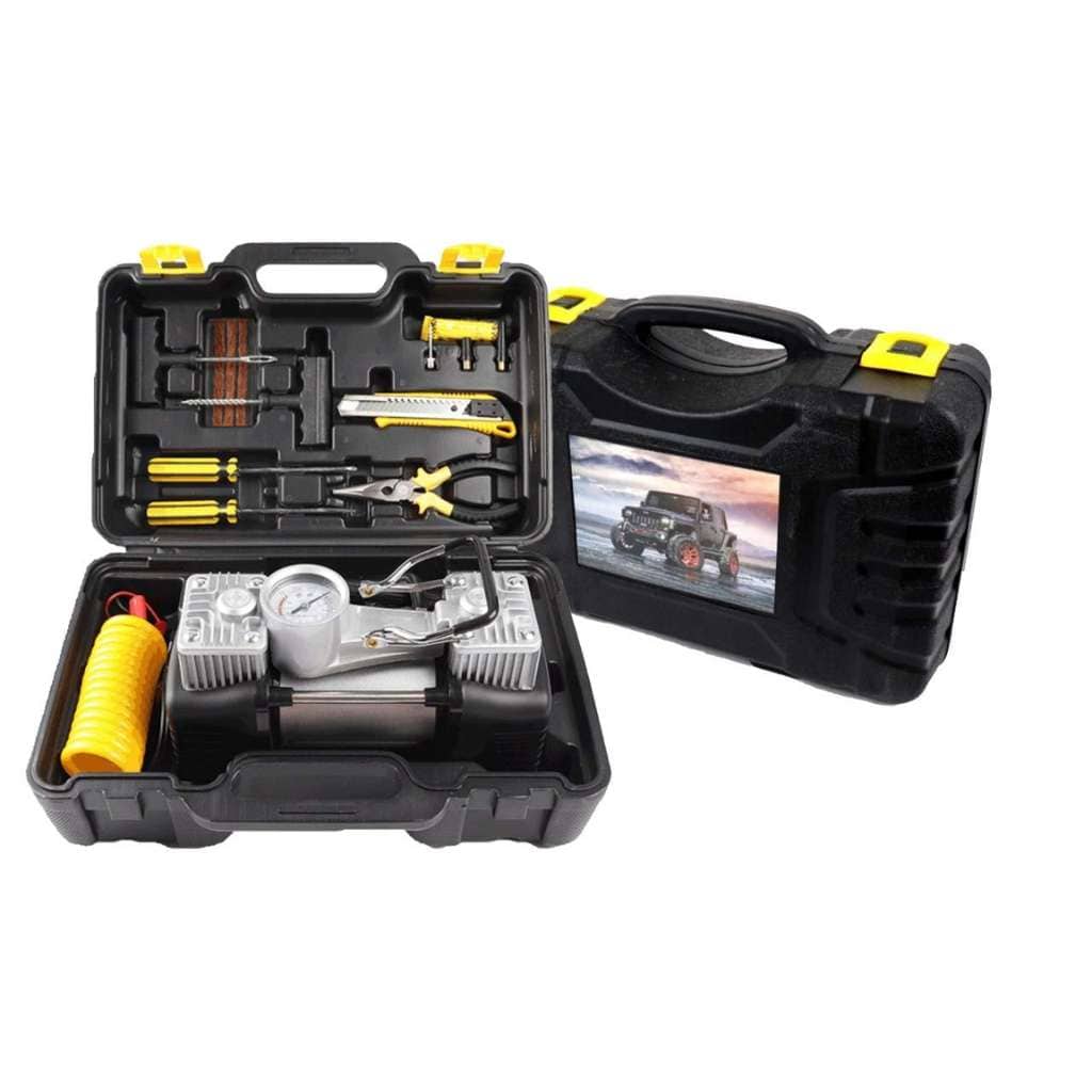 Compresseur d’Air Double Cylindre SHREESAMP avec Kit de réparation 12V -150PSI – مضخة هواء مزدوجة الأسطوانة مع أدوات التصليح - Accessoires Auto/Moto - صورة 2