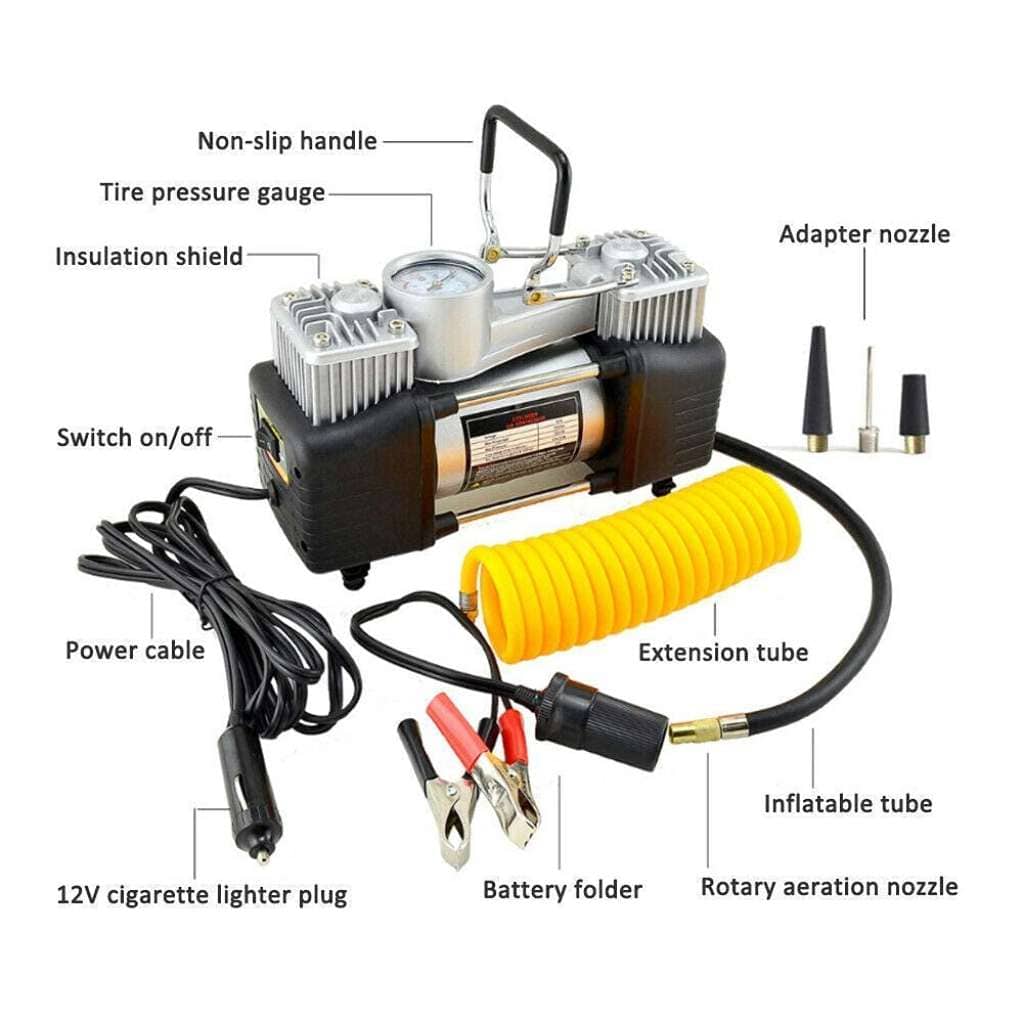 Compresseur d’Air Double Cylindre SHREESAMP avec Kit de réparation 12V -150PSI – مضخة هواء مزدوجة الأسطوانة مع أدوات التصليح - Accessoires Auto/Moto - صورة 4