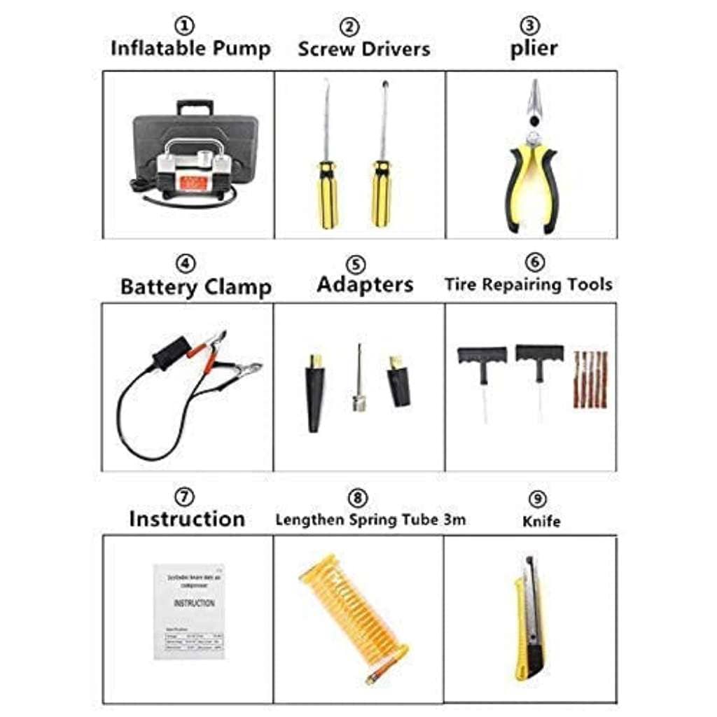 Compresseur d’Air Double Cylindre SHREESAMP avec Kit de réparation 12V -150PSI – مضخة هواء مزدوجة الأسطوانة مع أدوات التصليح - Accessoires Auto/Moto - صورة 6