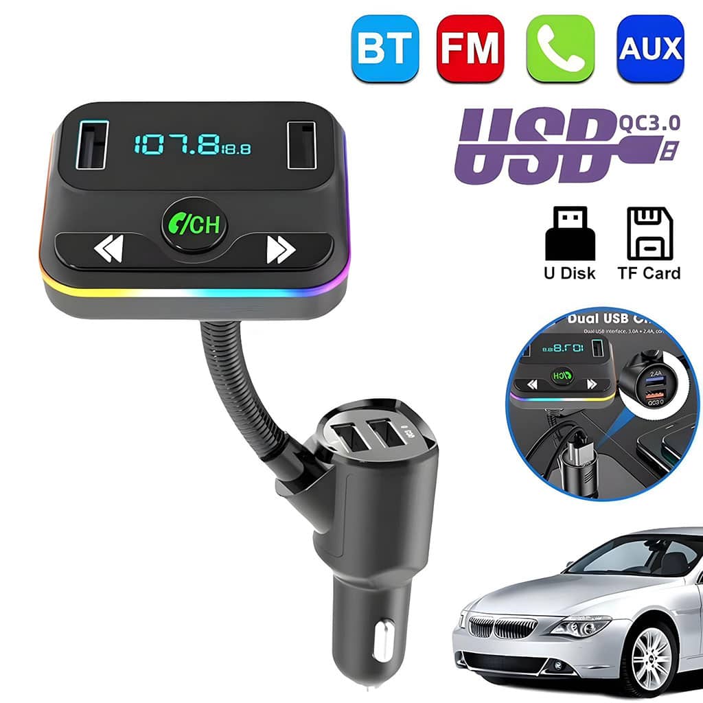 Transmetteur FM Voiture avec Affichage Numérique – مشغل الميديا في السيارة - Accessoires Auto/Moto - صورة 3