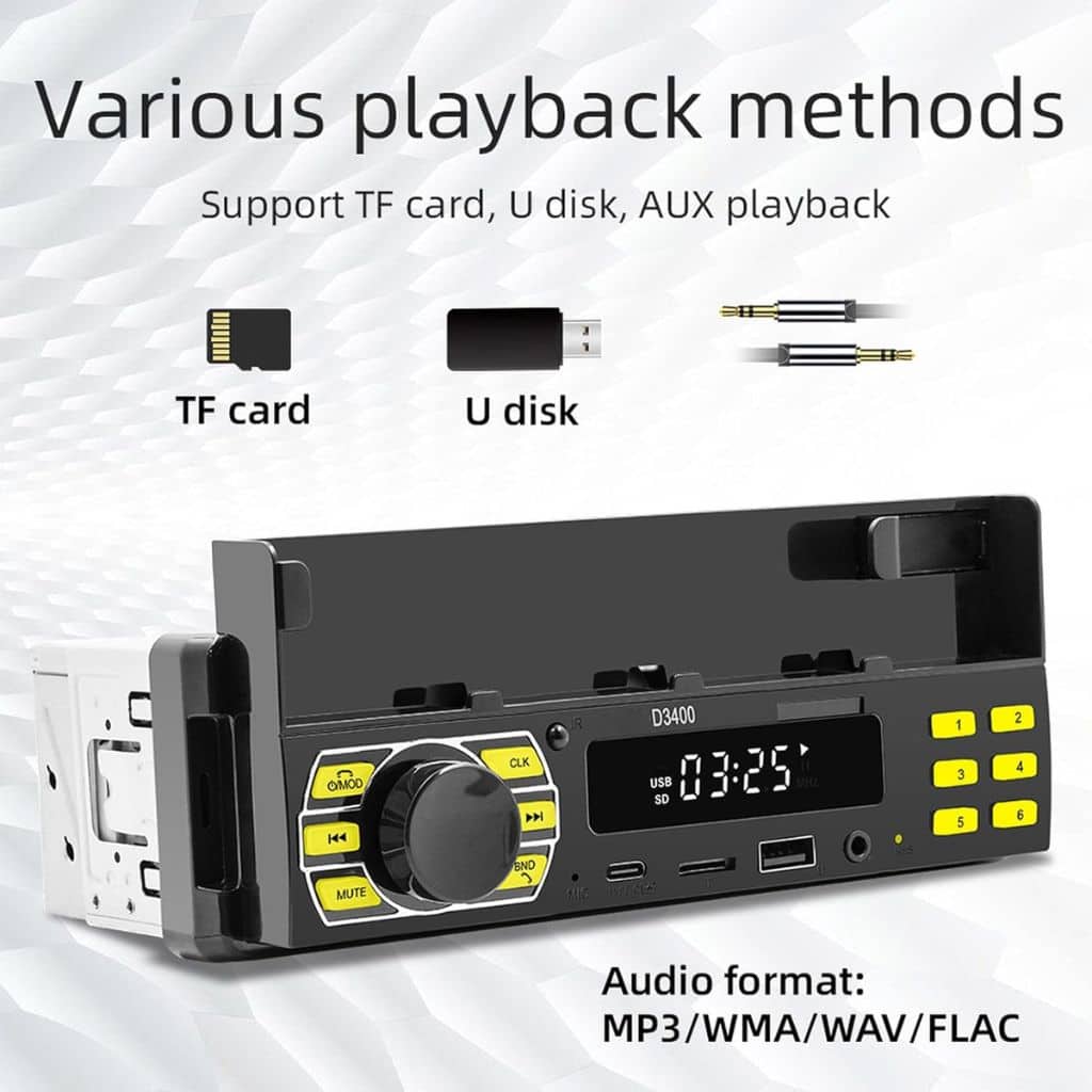 Autoradio Bluetooth Simple DIN avec Support Téléphone – راديو سيارة بلوتوث بسيط مع حامل هاتف - Accessoires Auto/Moto - صورة 3