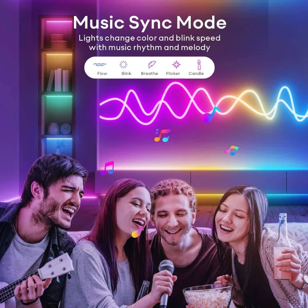 Bande LED Néon Flexible RGB 5m avec Bluetooth et USB – شريط إضاءة نيون مرن بطول 5 أمتار مع بلوتوث - Électronique - صورة 5