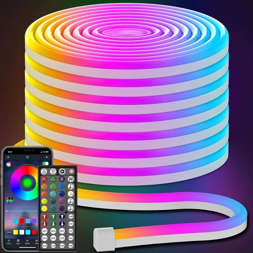 Bande LED Néon Flexible RGB 5m avec Bluetooth et USB – شريط إضاءة نيون مرن بطول 5 أمتار مع بلوتوث - Électronique - صورة 6