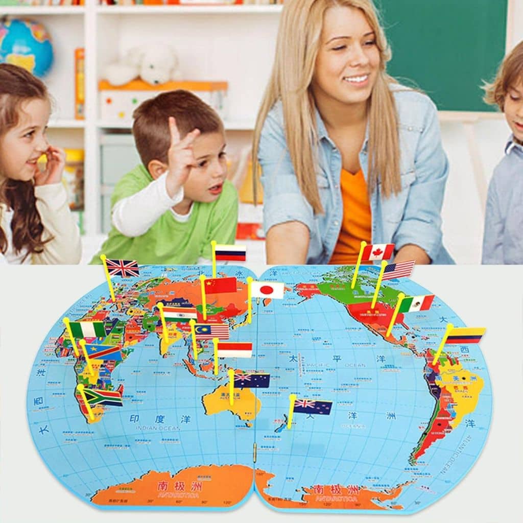 Puzzle Carte du Monde en Bois Pliable avec Drapeaux et Capitales – لعبة تعليمية للأطفال خريطة العالم مع الأعلام والعواصم - Jouet & Gaming - صورة 10