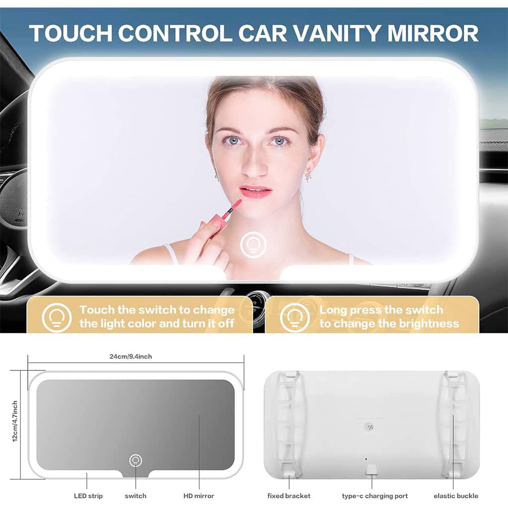 Miroir de Pare-Soleil de Voiture à 3 Températures de Couleur – مرآة تجميل في السيارة - Soins et Beauté - صورة 5