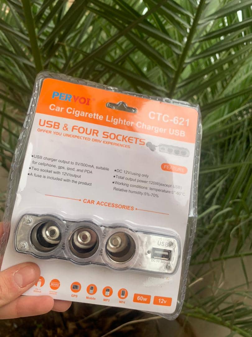 Triple Prise 12V/24V Allume-ci-gare USB Alimentation WF-0120 - Accessoires Auto/Moto - صورة 8