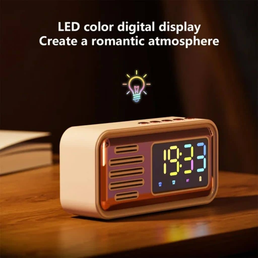 Réveil Bluetooth Rétro avec Haut-Parleur et Fonction IPX5 – ساعة منبه بلوتوث مع مكبر صوت   - Électronique - صورة 4