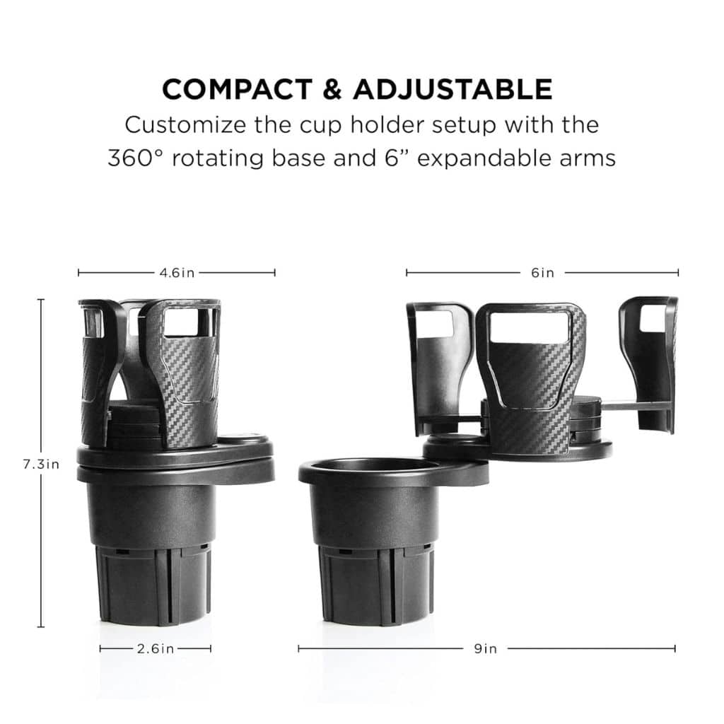 Porte-Gobelet Voiture Extensible 2-en-1 avec Base Rotative à 360° – حامل أكواب مزدوج قابل للتوسيع  - Accessoires Auto/Moto - صورة 2